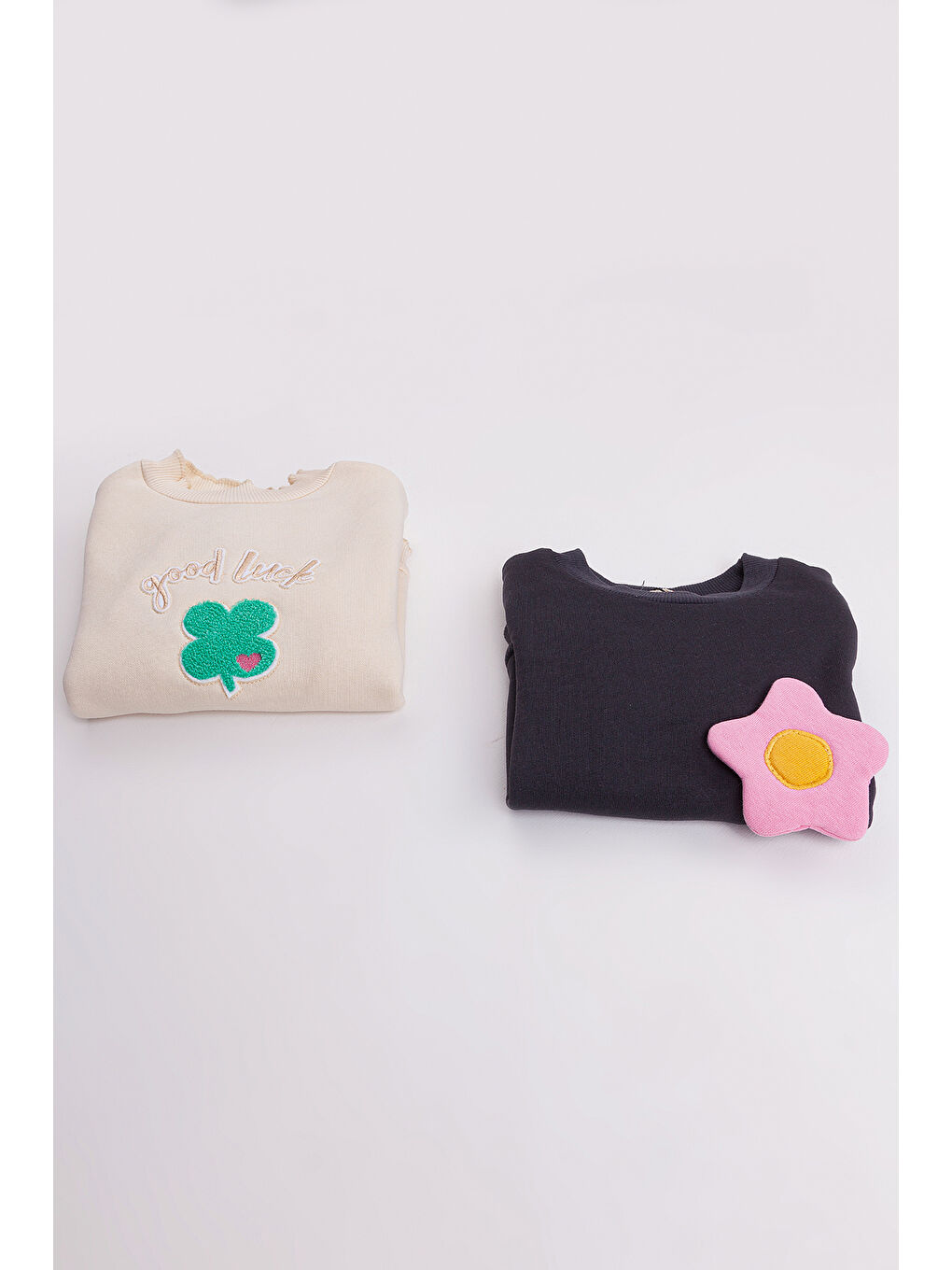 MİSSTUFFY Ekru Kız Çocuk 2'li Paket Basic Sweatshirt