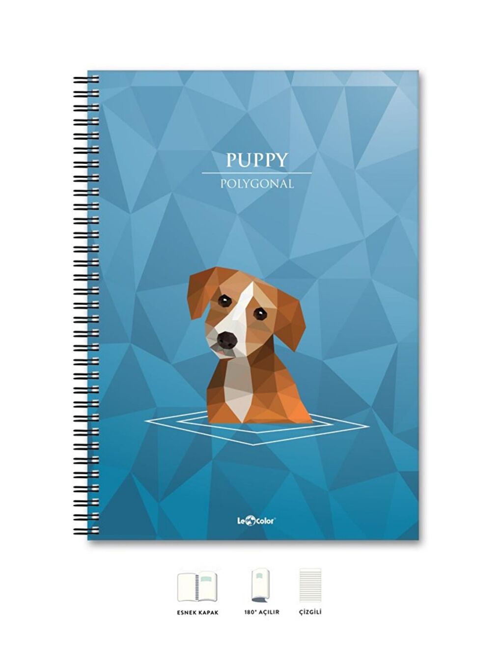 LE COLOR Mavi A4 Defter Çizgili 200 syf Köpek Polygonal