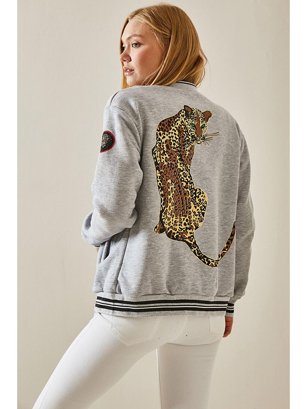 Gri Arkası Baskılı Kolej Ceket 3YXK4-47507-03