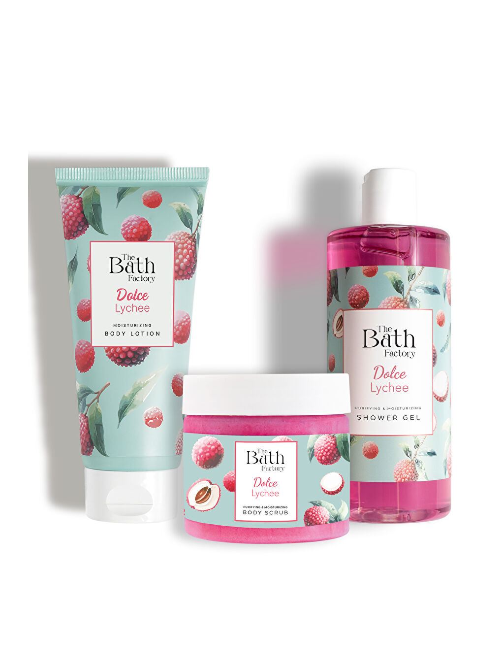 Liçi Aromalı Peeling + Liçi Aromalı Duş Jeli + Liçi Aromalı Vücut Losyonu