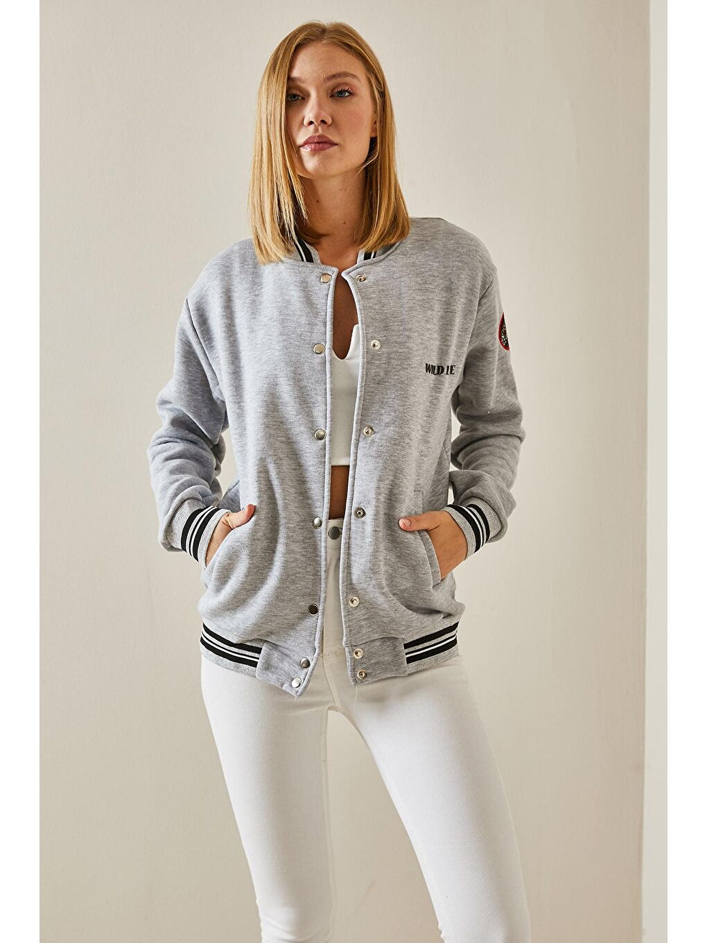 Gri Arkası Baskılı Kolej Ceket 3YXK4-47507-03-1