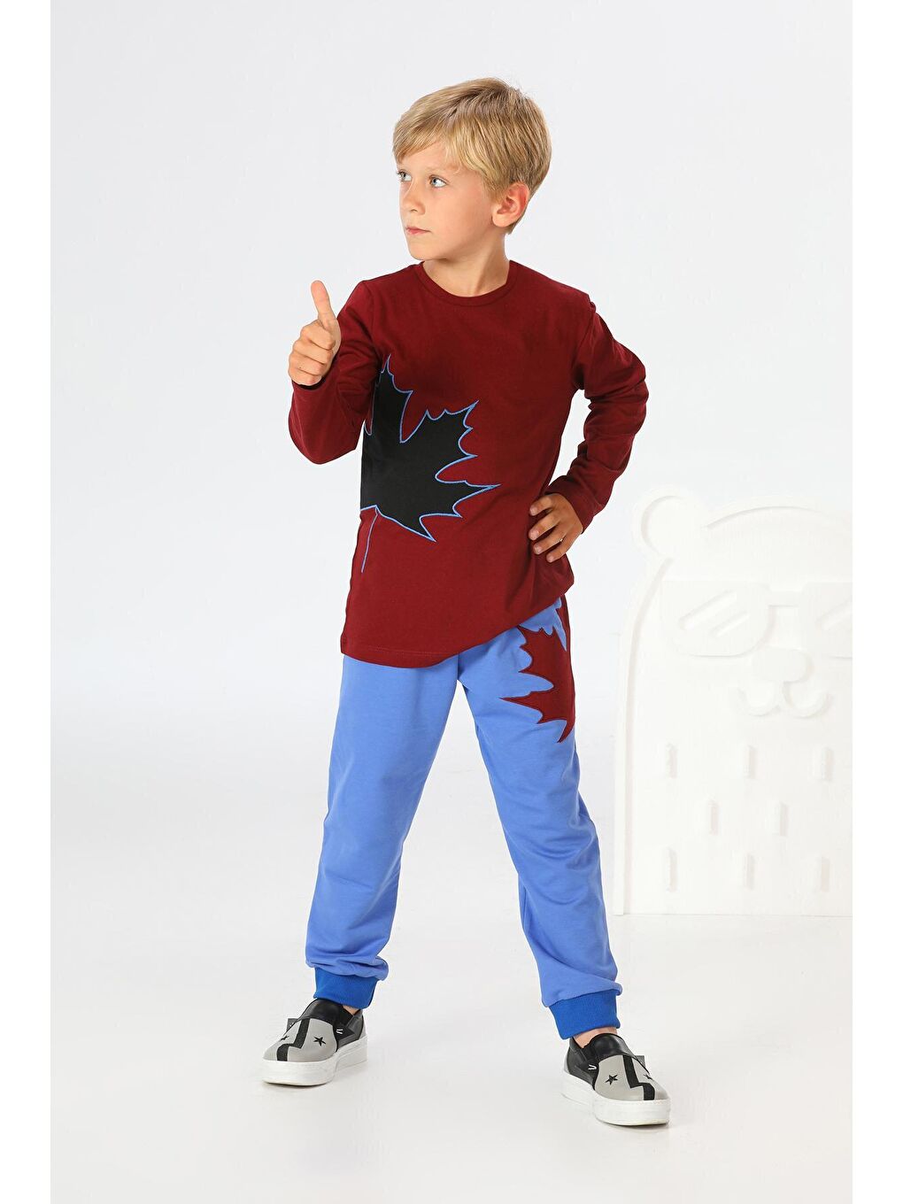 Bordo Plane Pantolon+Tişört Erkek Çocuk Takım