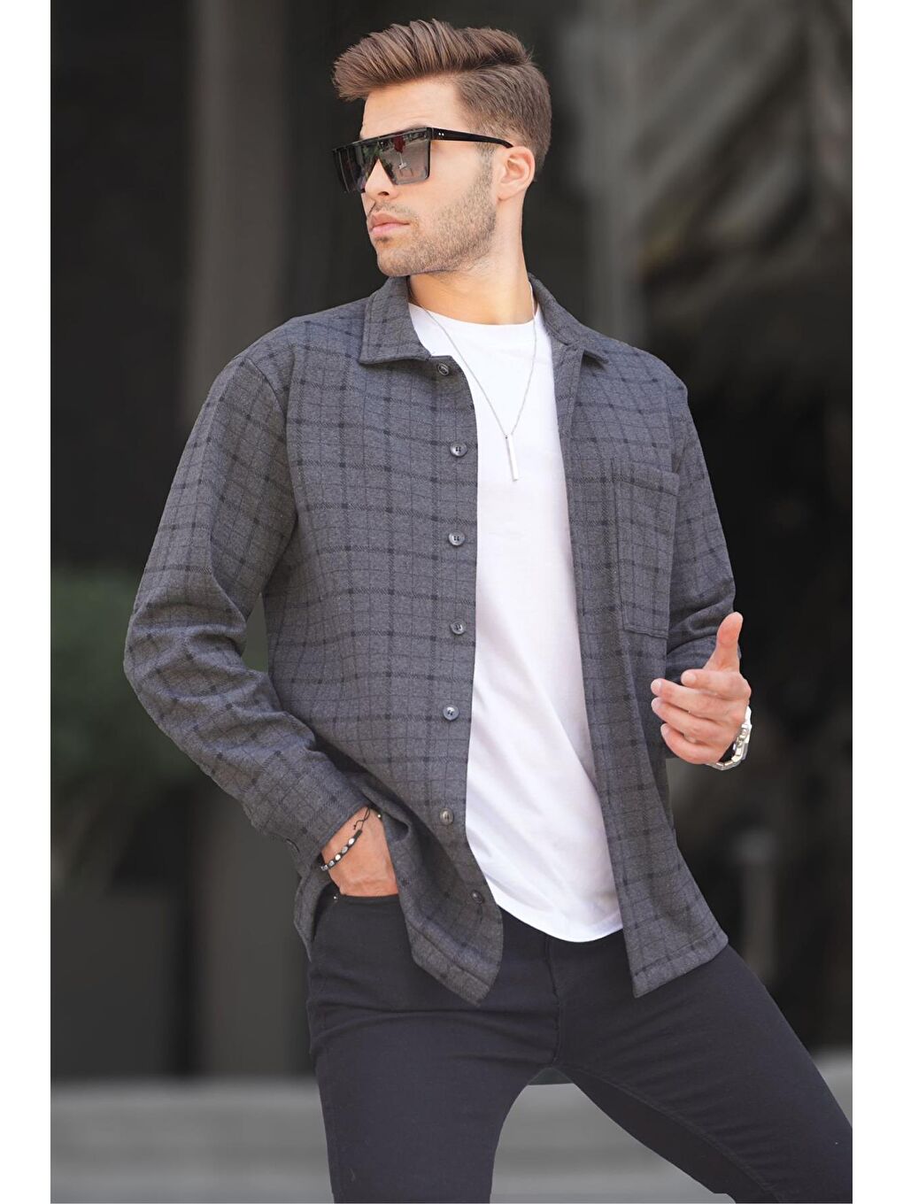 Antrasit Ekoseli Erkek Oduncu Gömlek 6710