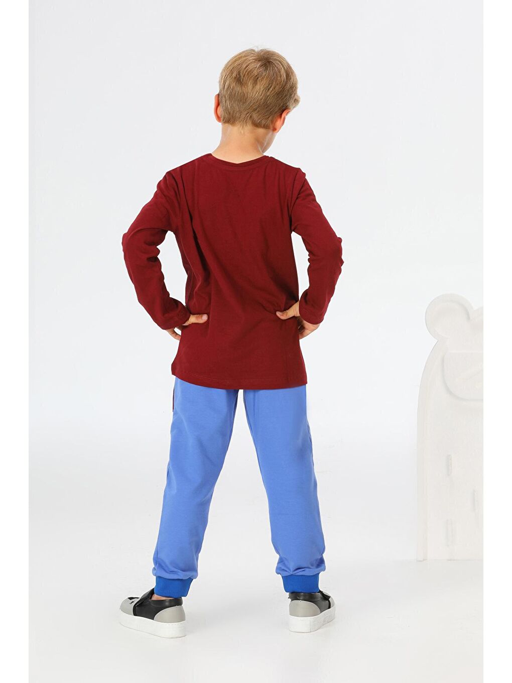 Bordo Plane Pantolon+Tişört Erkek Çocuk Takım-1