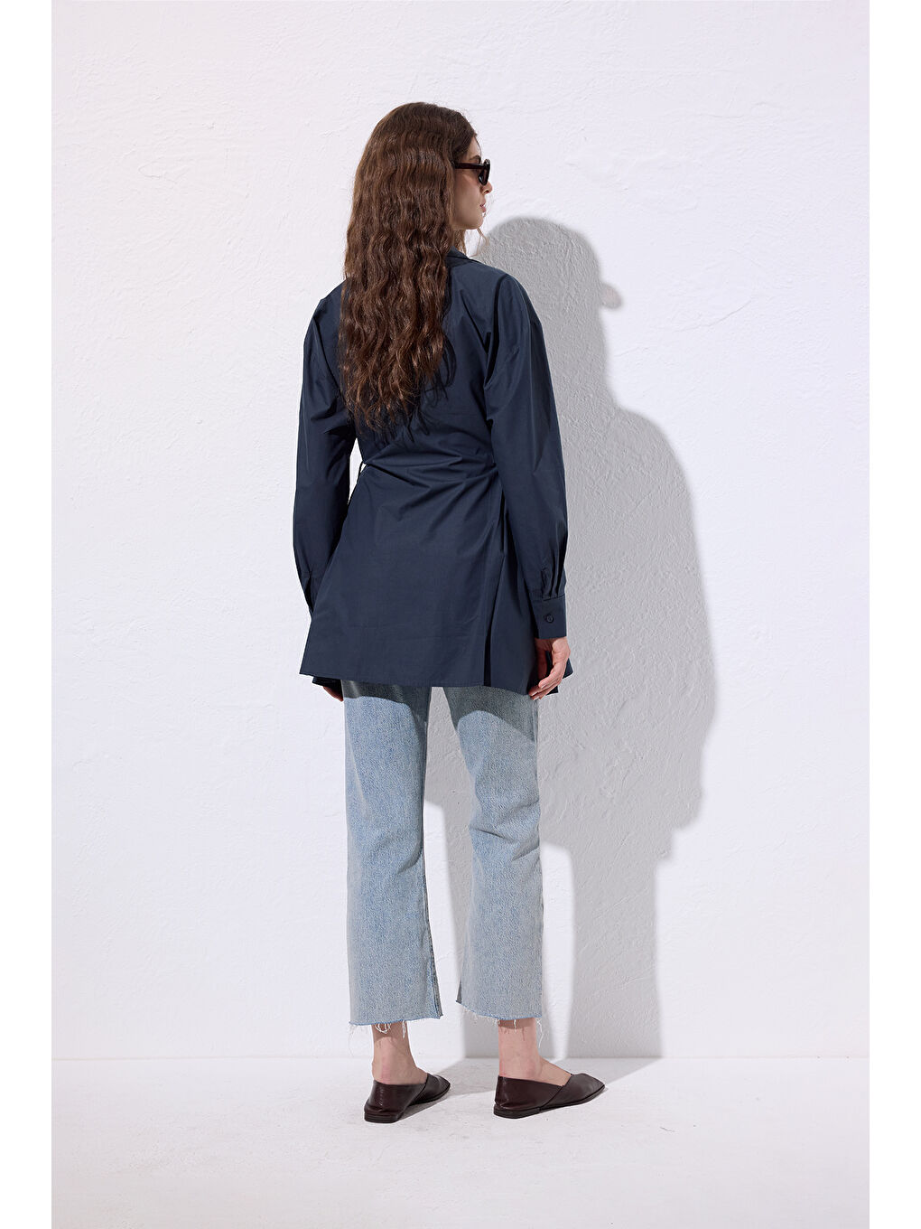 Bağlama Detaylı Gömlek Lacivert-6