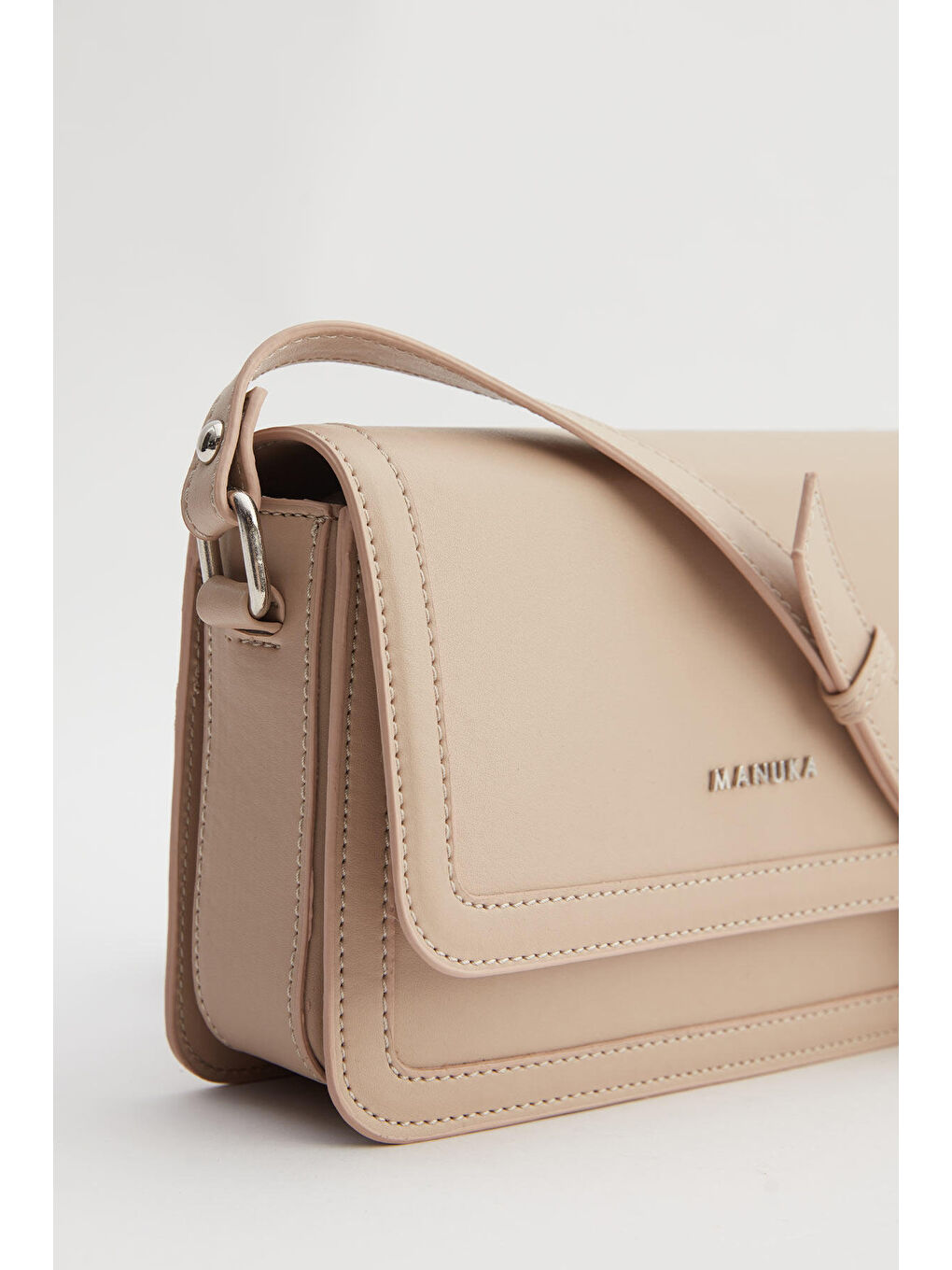 Bej Kapaklı Omuz Çantası Vizon-3