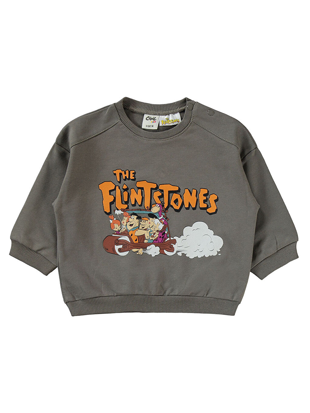 Gri The Flintstones Erkek Bebek Takım 6-18 Ay Füme-2