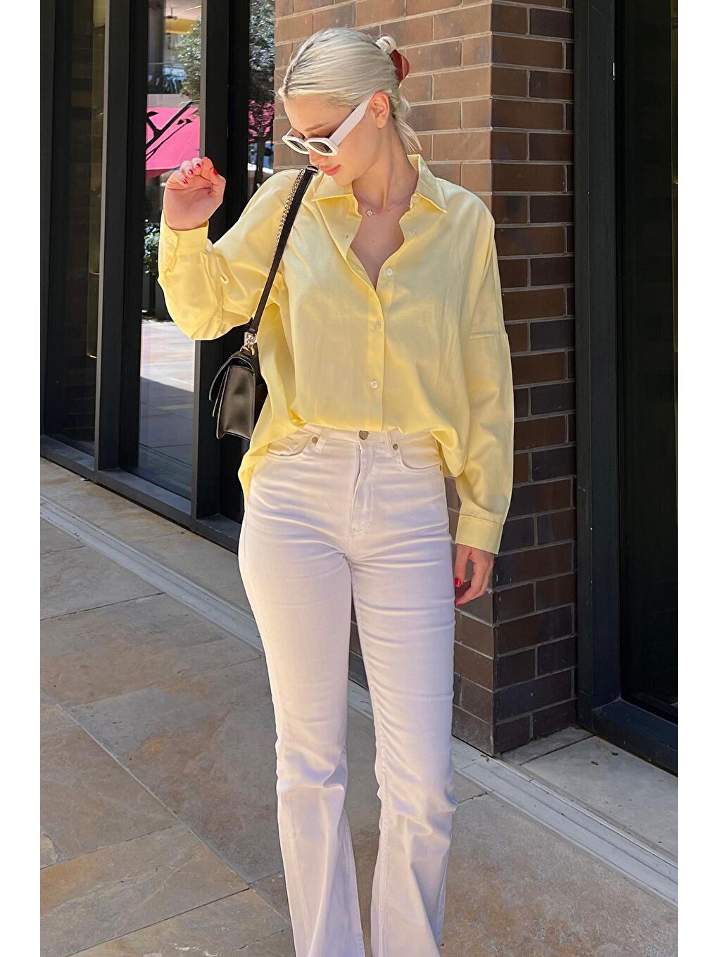 Sarı Oversize Gömlek Mg1369-1