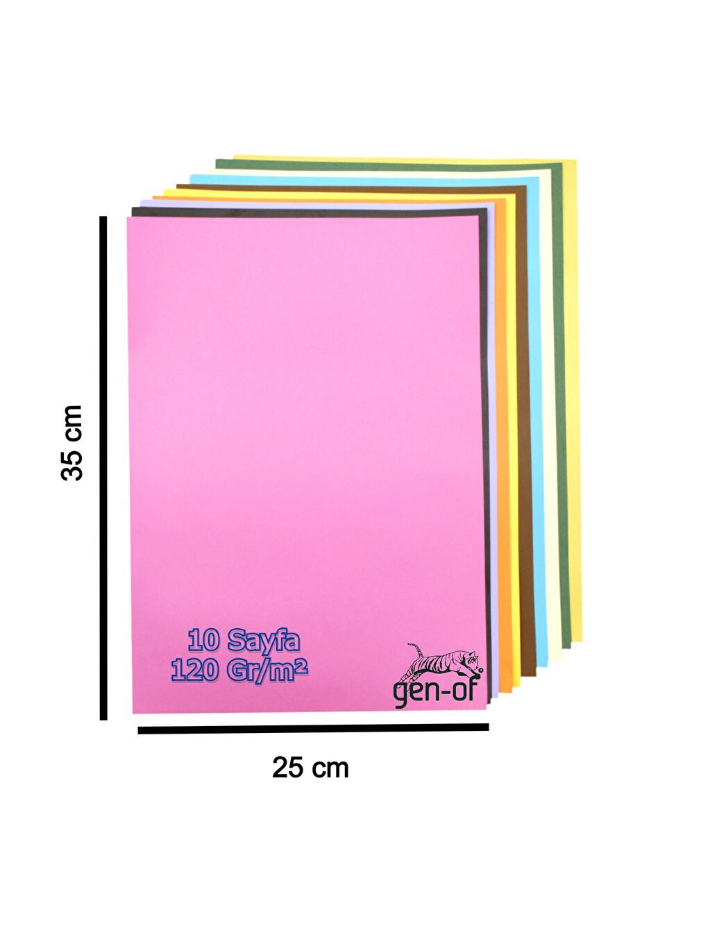 Gen-Of Sarı Fon Kartonu 25x35 cm 120 Gr 10 Renk Karışık - 3