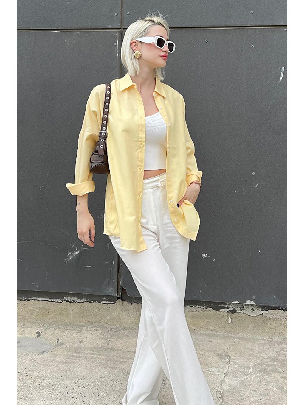 Sarı Oversize Gömlek Mg1369-5
