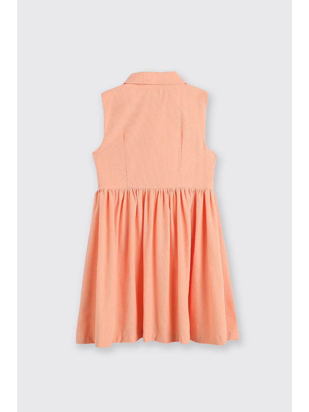 Pembe Kız Çocuk Yakası Nakış Detaylı Kadife Pudra Elbise-1