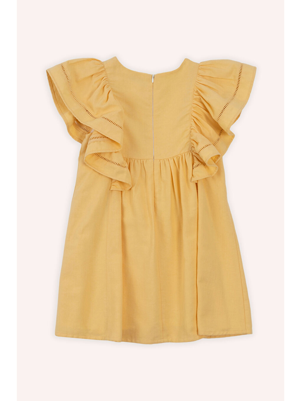 Kız Çocuk Fırfır Detaylı Sarı Elbise-2