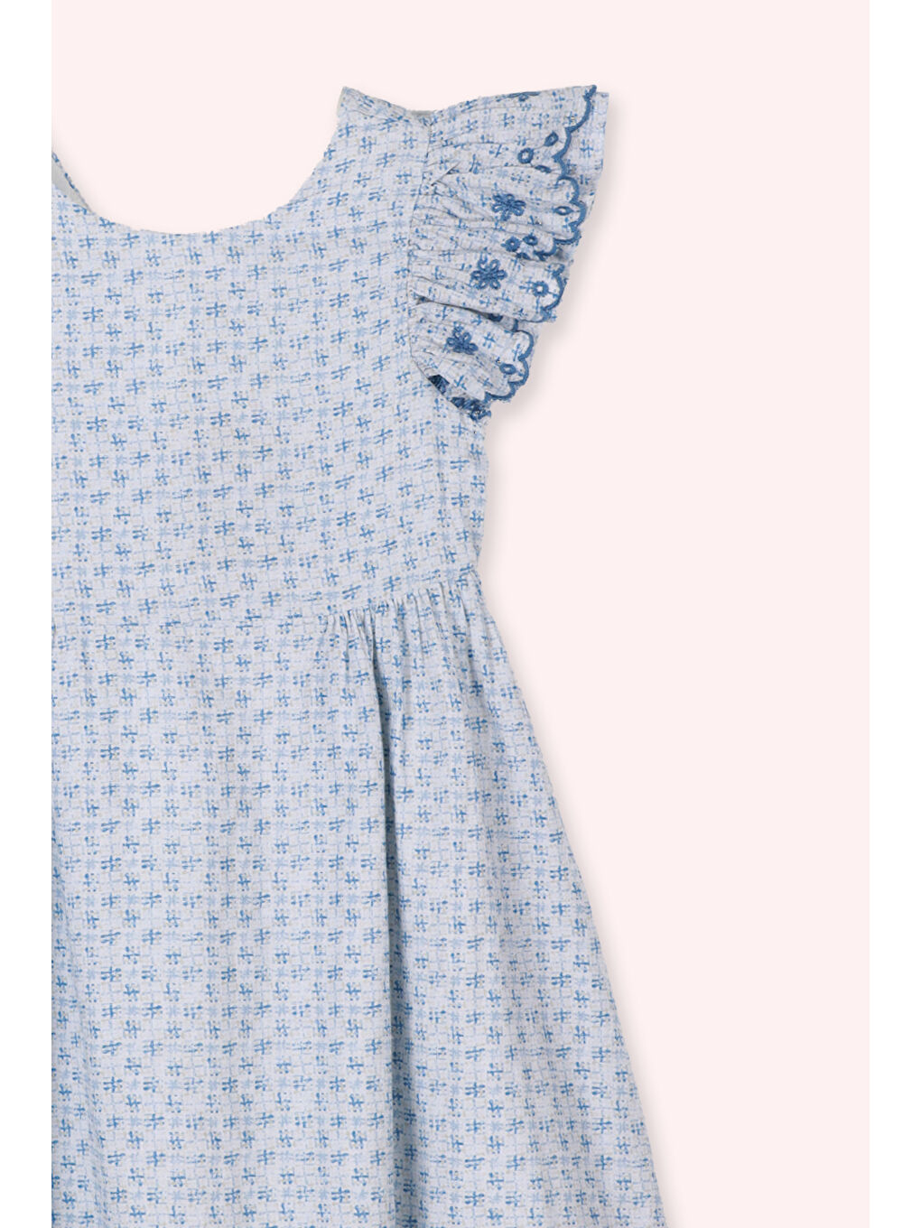 Kız Çocuk Desenli Mavi Elbise-1