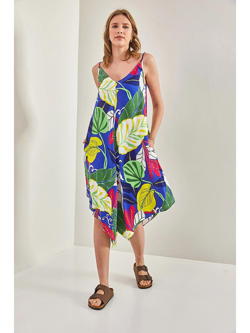 Karışık Kadın Multi Desenli Viskon Tulum-2