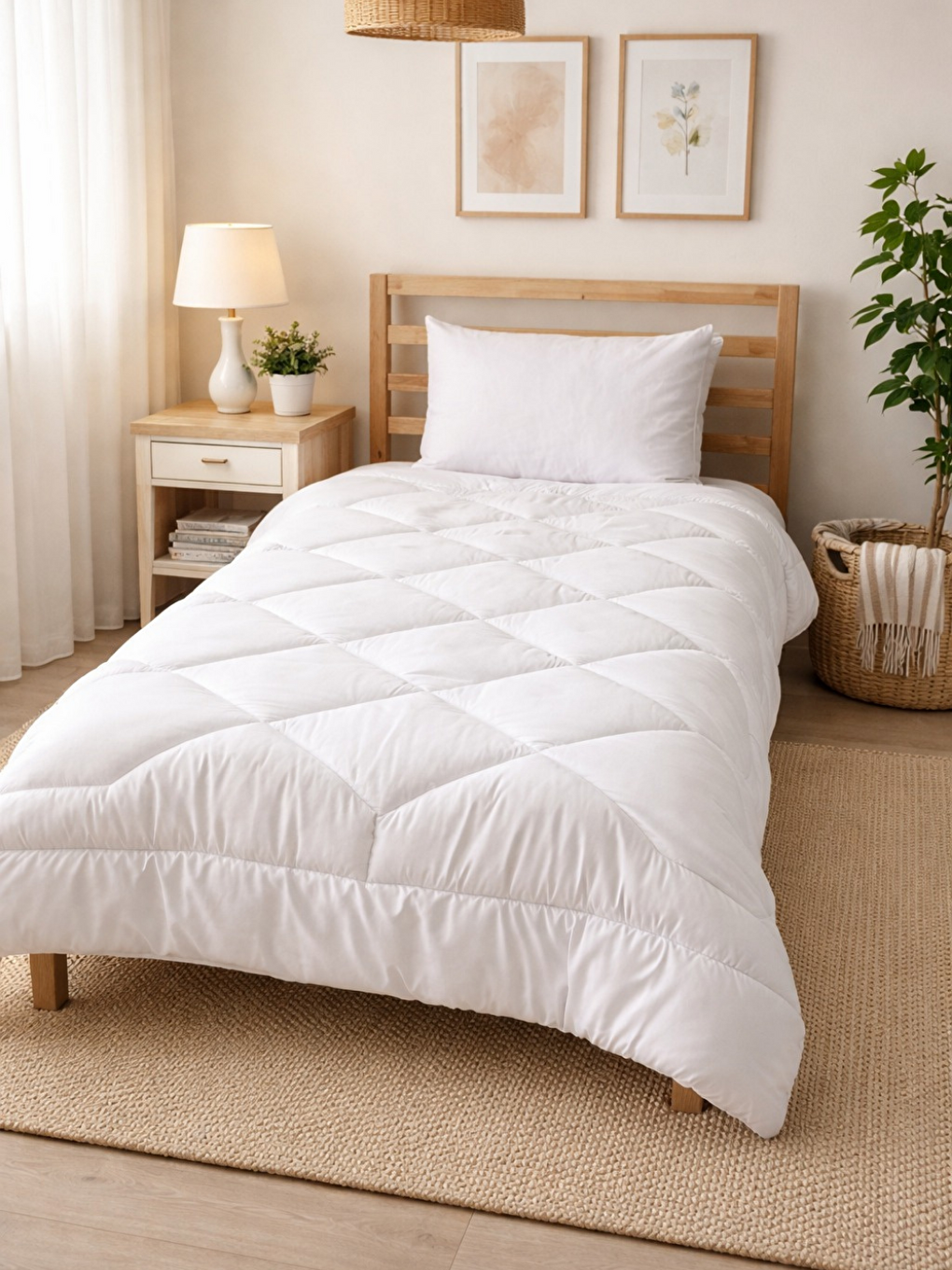 Tek Kişilik 160x220 Cm Silikon Yorgan Beyaz-1