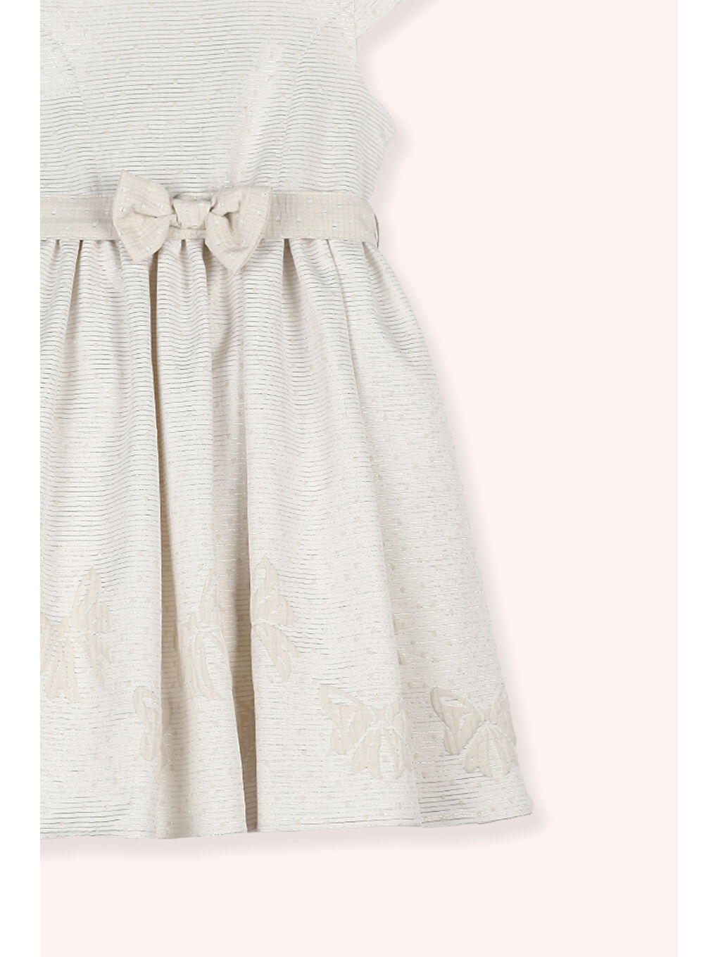 Kız Çocuk Kısa Kollu Parti Bej Abiye Abiye Elbise-1