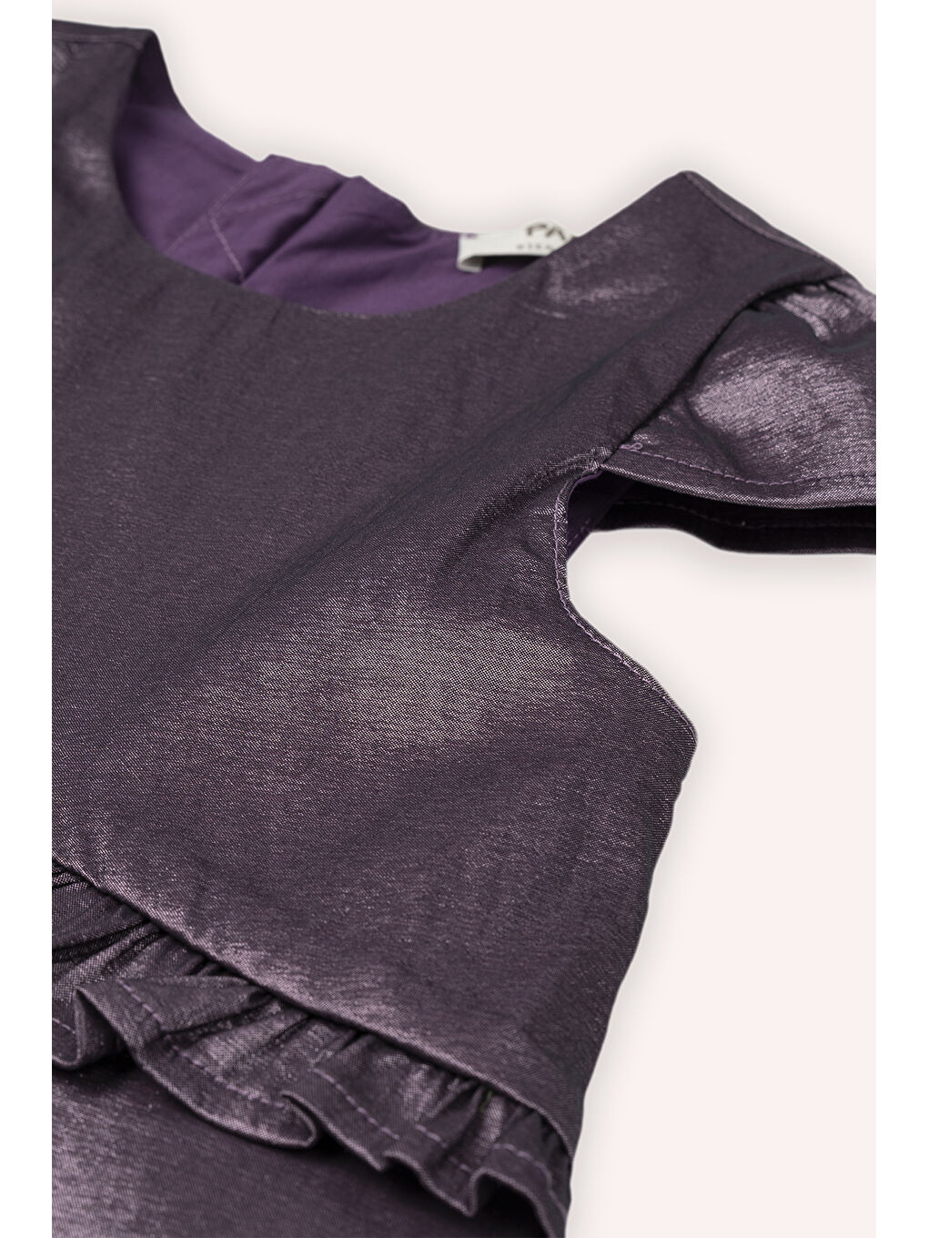 Kız Çocuk Fırfır Detaylı Mor Abiye Elbise-1