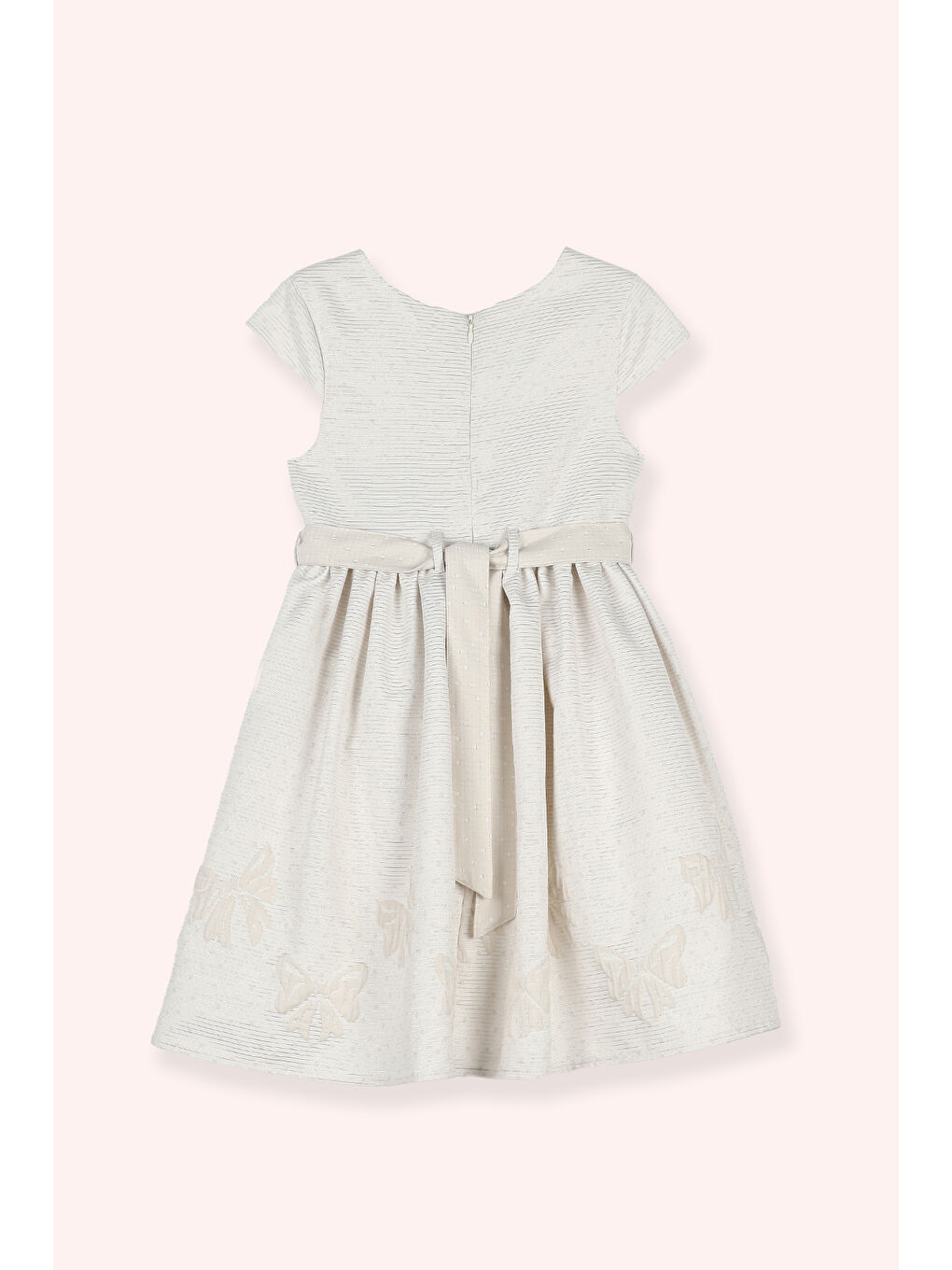 Kız Çocuk Kısa Kollu Parti Bej Abiye Abiye Elbise-3