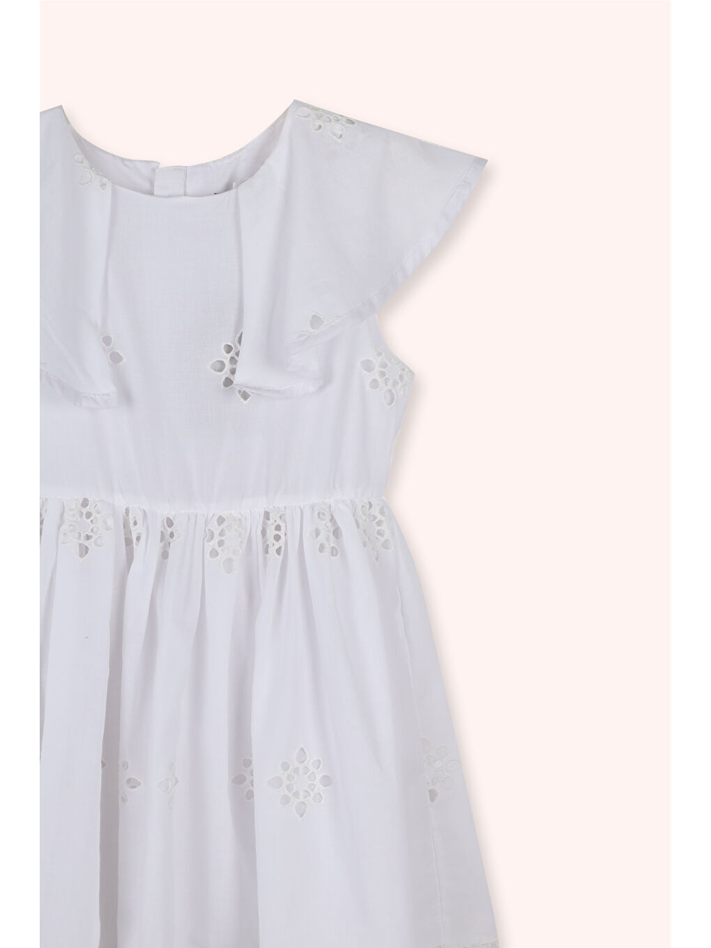 Kız Çocuk Yaka Detaylı Fisto Beyaz Elbise-2