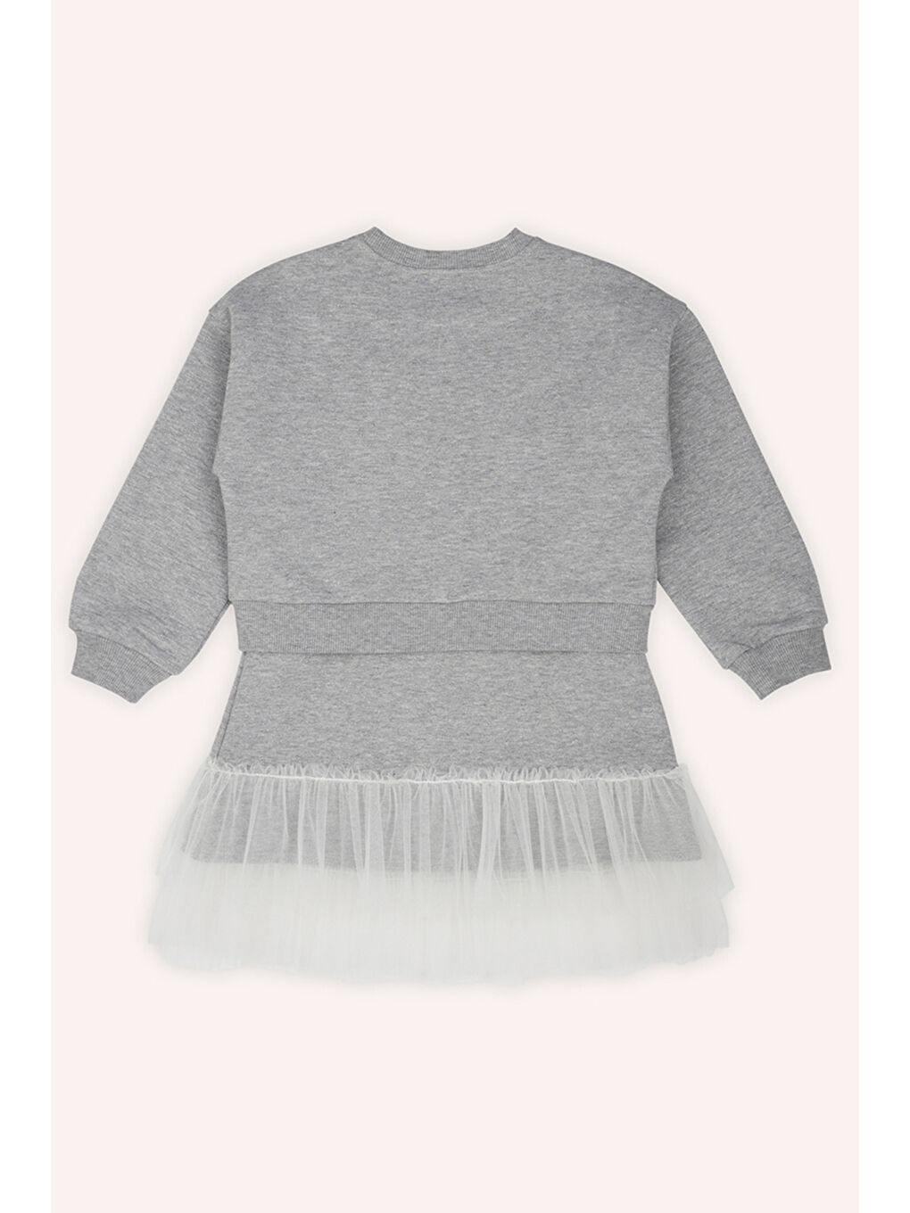 Kız Çocuk İç Elbiseli Gri-Melanj Örme Elbise-3