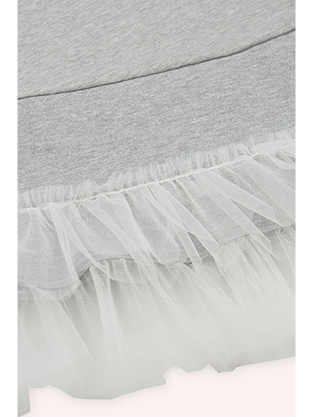 Kız Çocuk İç Elbiseli Gri-Melanj Örme Elbise-4