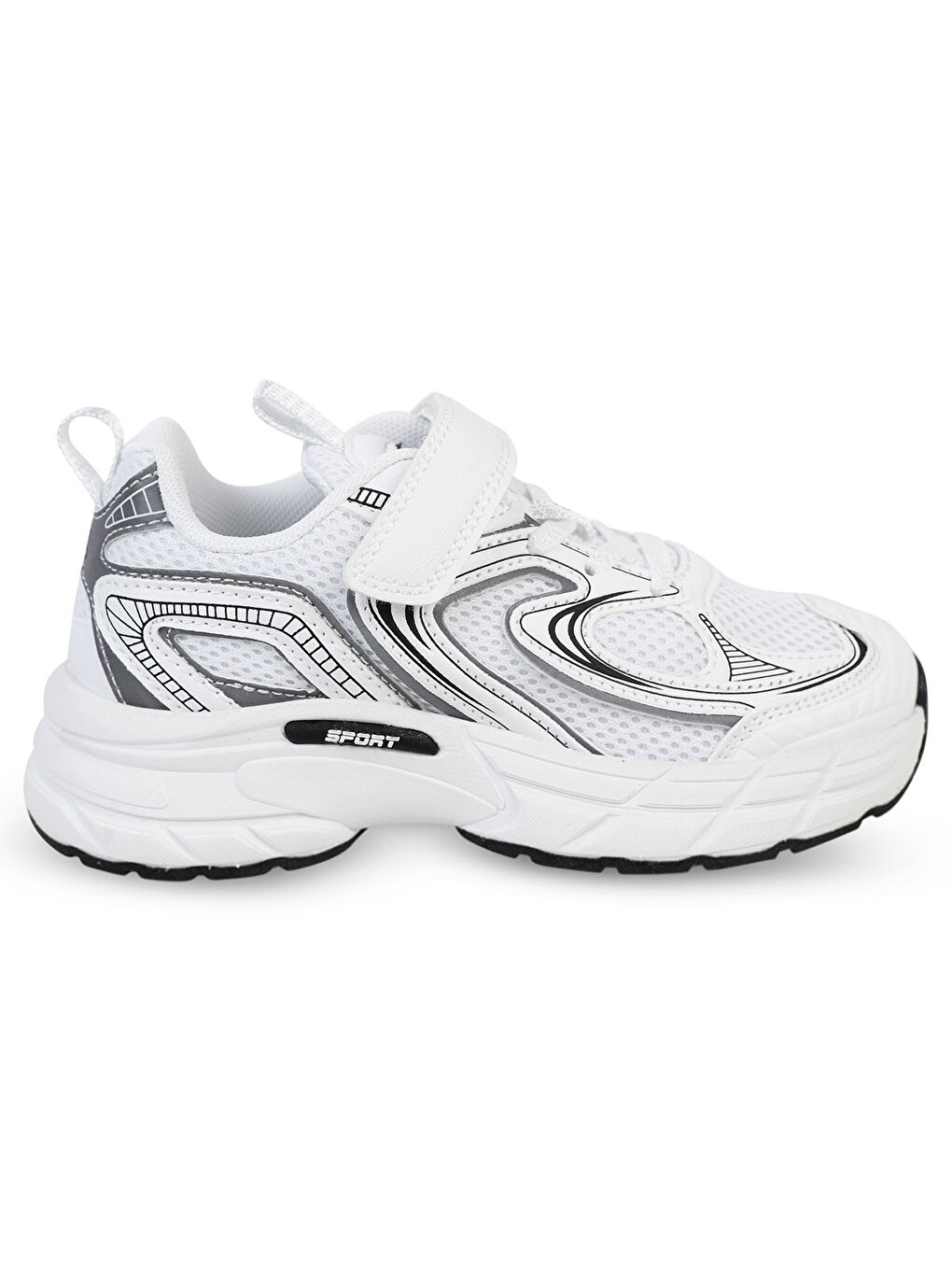 Sport Erkek Çocuk Spor Ayakkabı 31-36 Numara Beyaz-Siyah