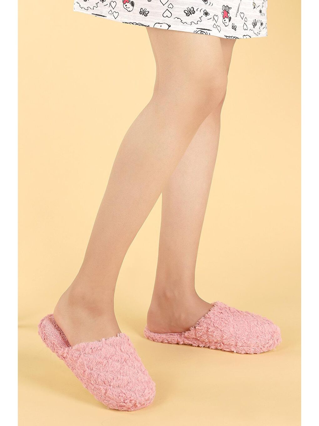 Pembe RDP Çinçila Kışlık Kadın Ev İçi Terlik-2