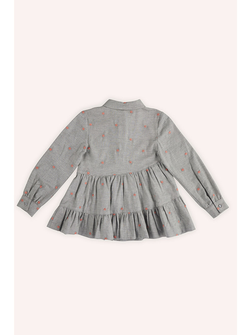Kız Çocuk Yakalı Gri Gömlek Elbise-1