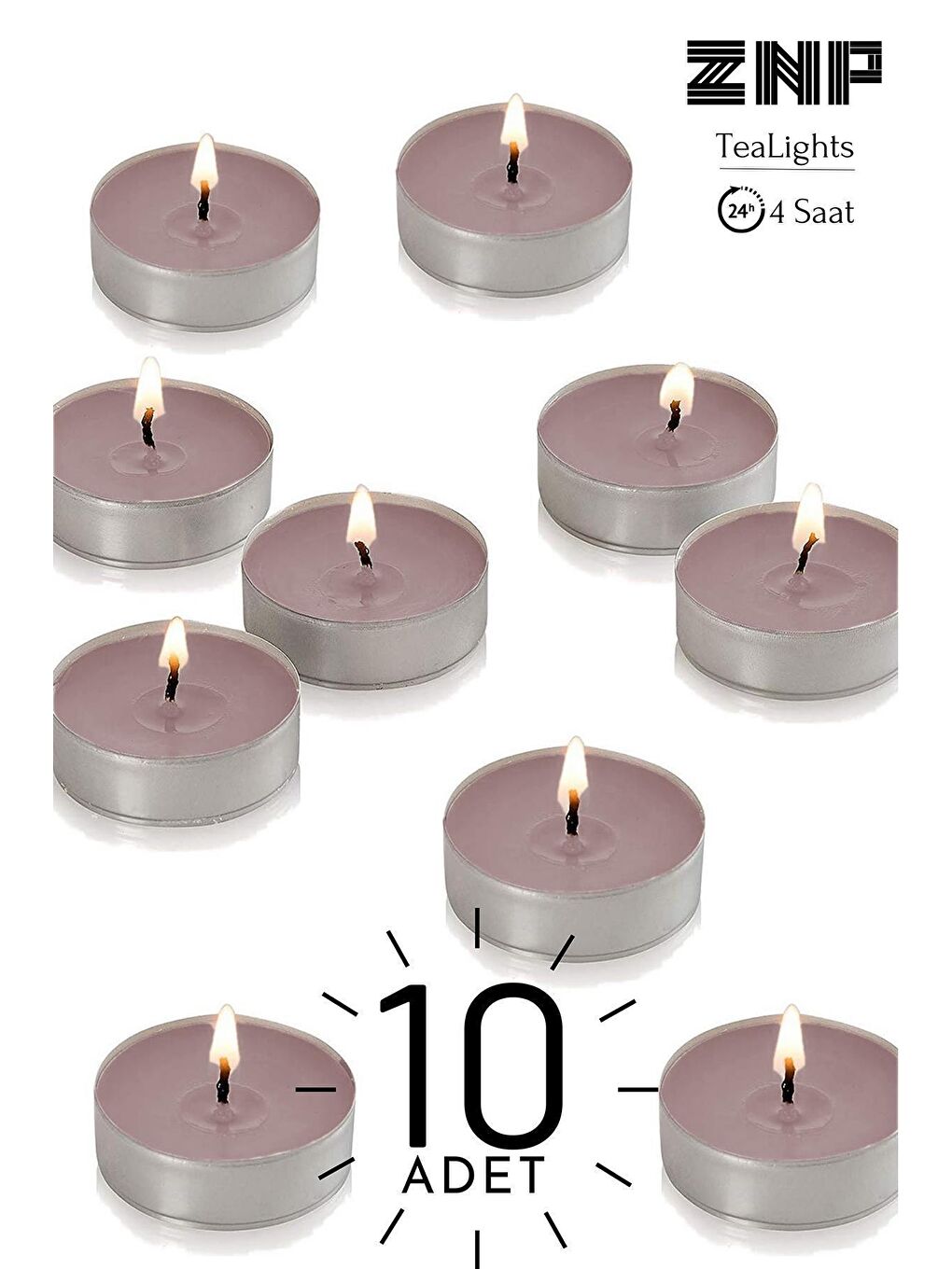 MaisonArt Kahverengi 10 Adet | Tarçın Kokulu Tealight Mum | 4 Saat Yanar | Dekoratif Mumluk Mumu