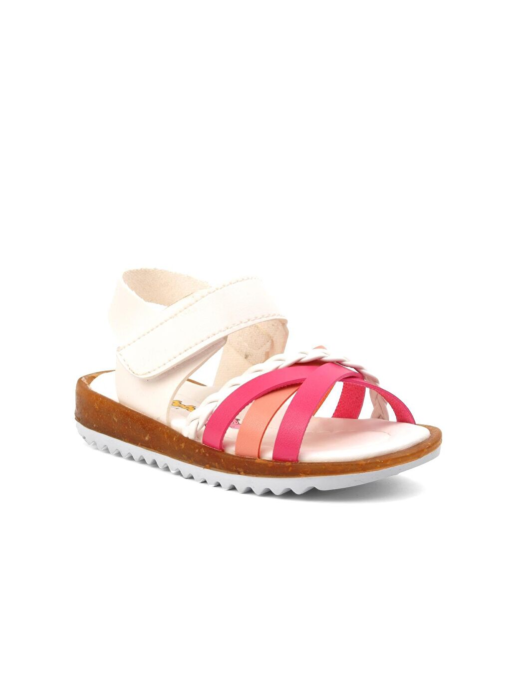 22Y02 Beyaz-Pembe Cırt Cırtlı Kız Çocuk Sandalet-2