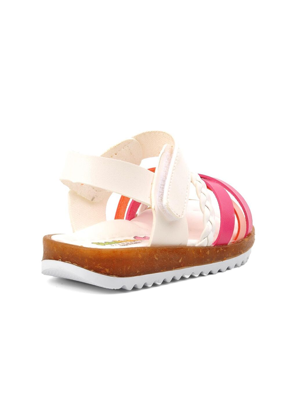 22Y02 Beyaz-Pembe Cırt Cırtlı Kız Çocuk Sandalet-3