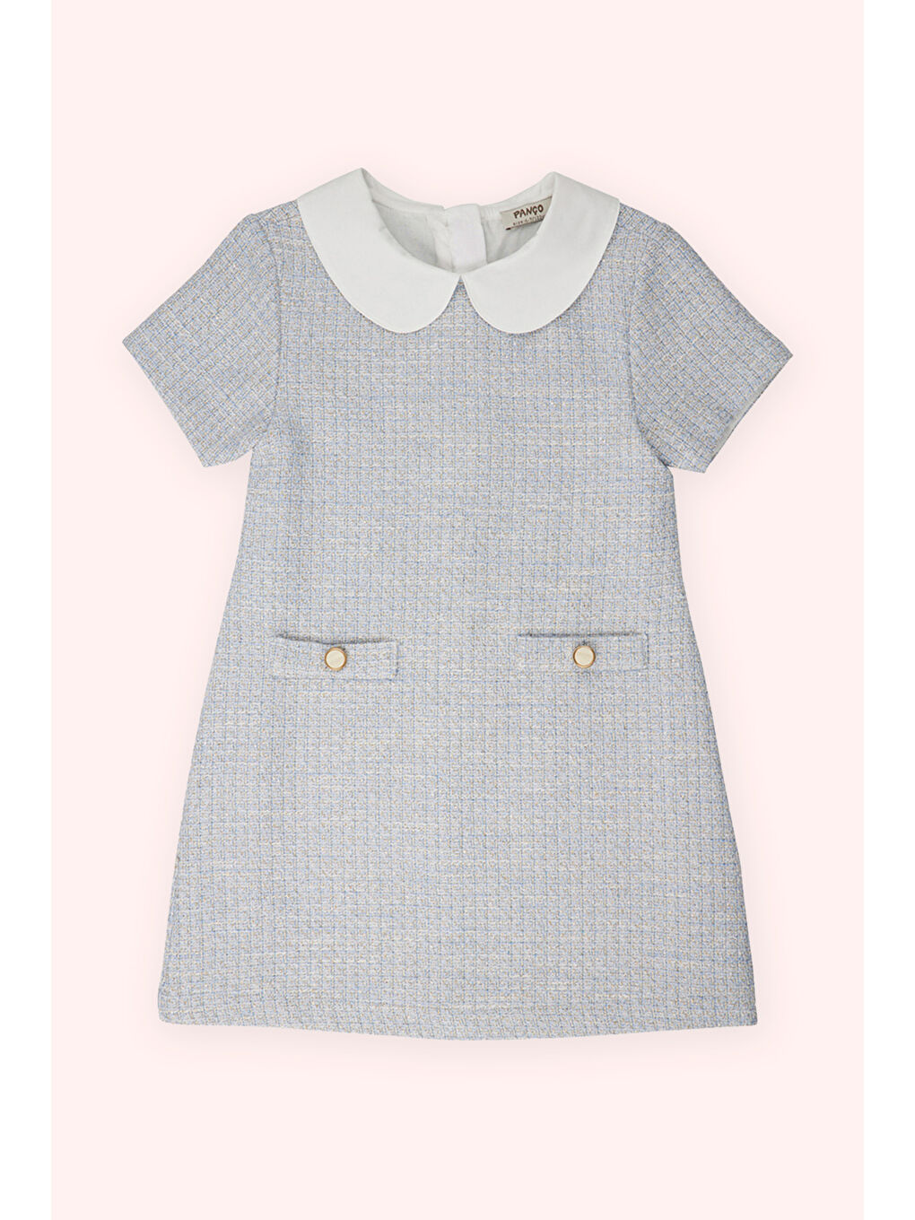 Kız Çocuk Yaka Detaylı Mavi Elbise