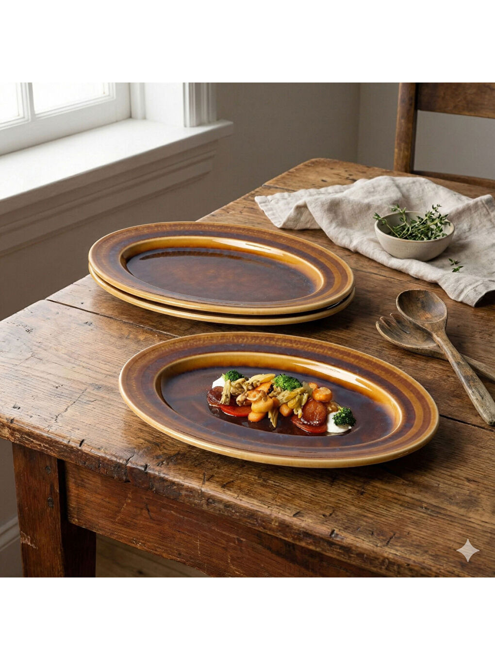 Ekru 2 Adet 21 Cm Kayık Tabak Reaktif Saura Vr 137