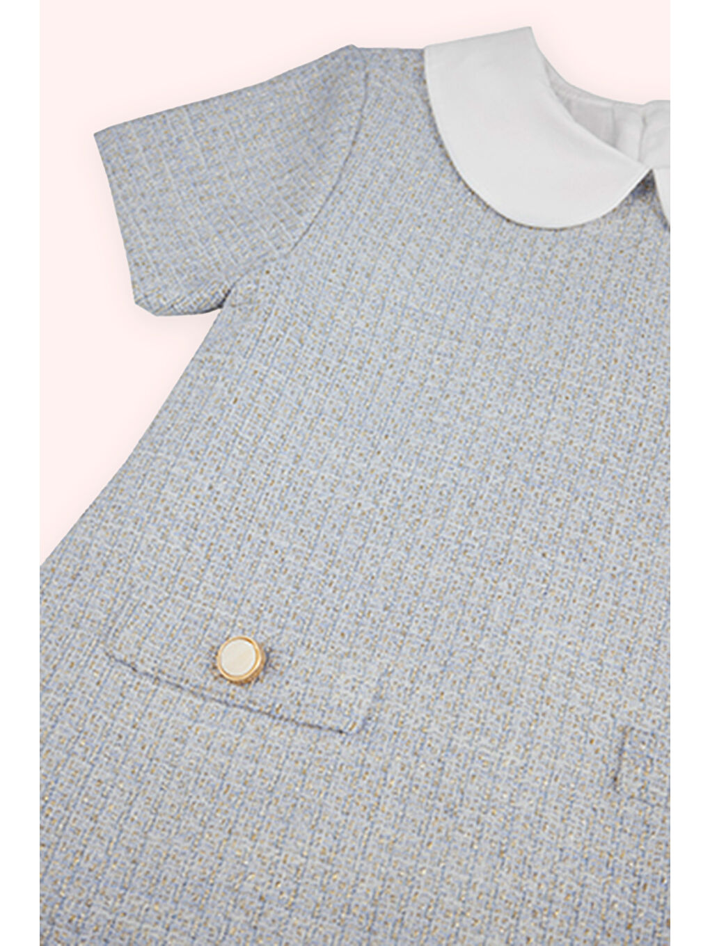 Kız Çocuk Yaka Detaylı Mavi Elbise-2