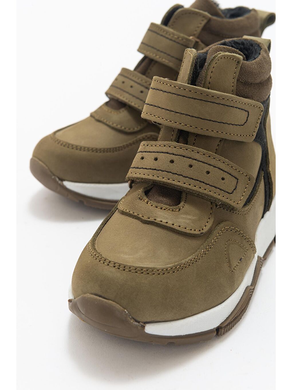 Erkek Çocuk Haki Hakiki Deri Anatomik Günlük Bot-1