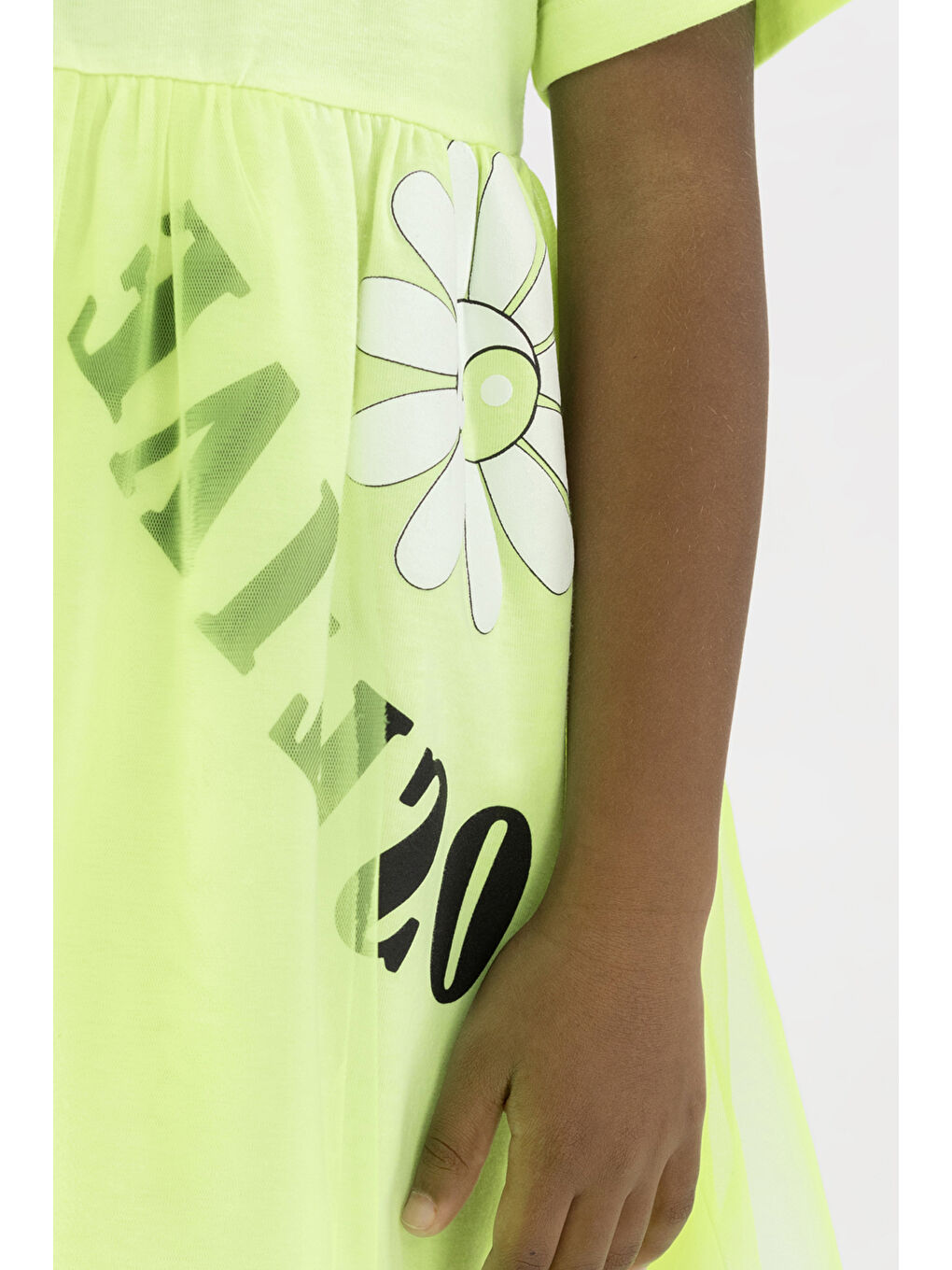 Kız Çocuk Eteği Tül Detaylı Sarı Elbise-1