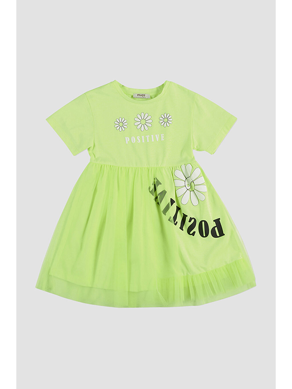 Kız Çocuk Eteği Tül Detaylı Sarı Elbise-4