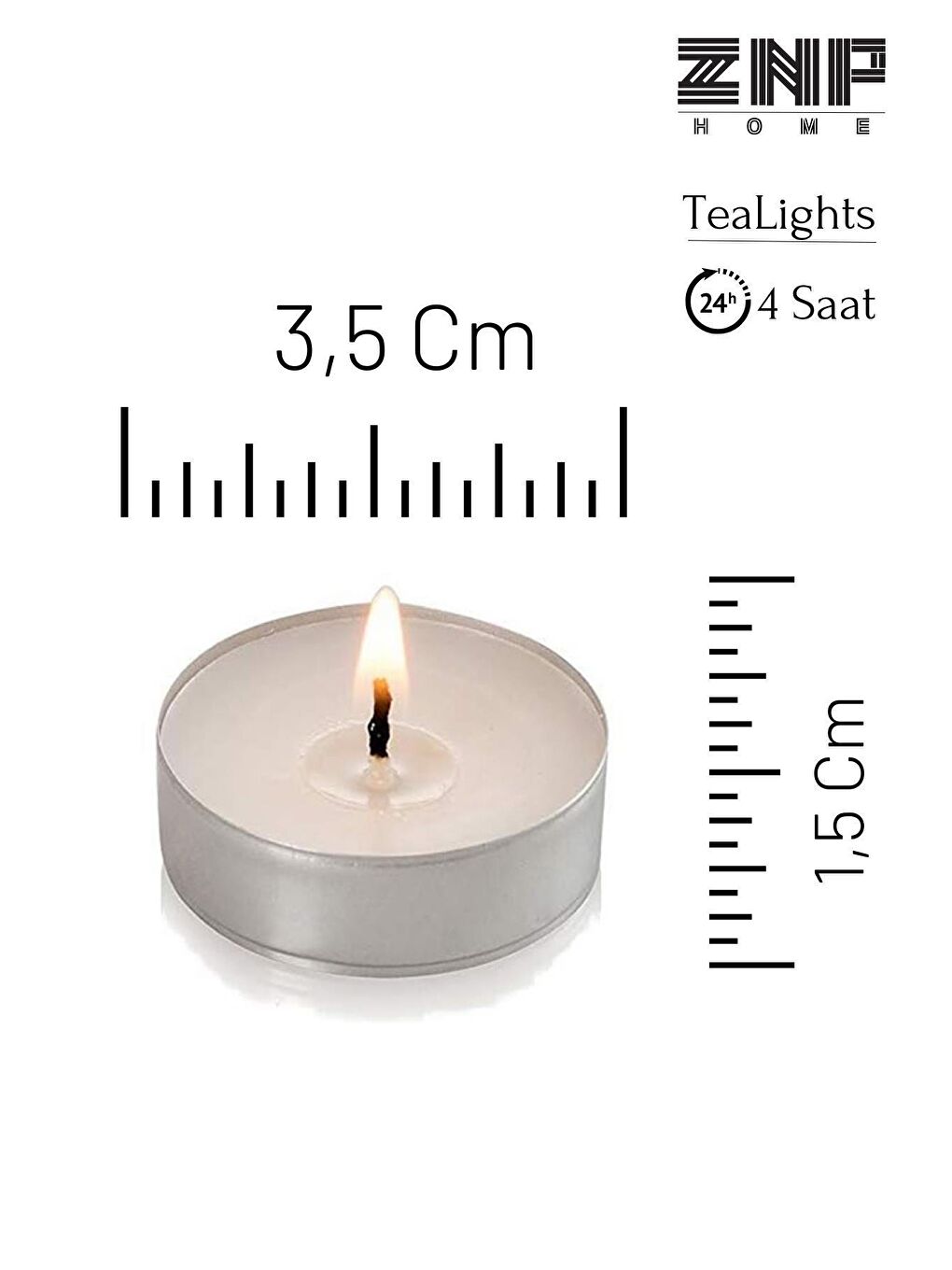 MaisonArt Beyaz 50 Adet | Buhurdanlık Mumu | 4 Saat Yanan Tea Light Mum | Dekoratif Mumluk Mumu - 1