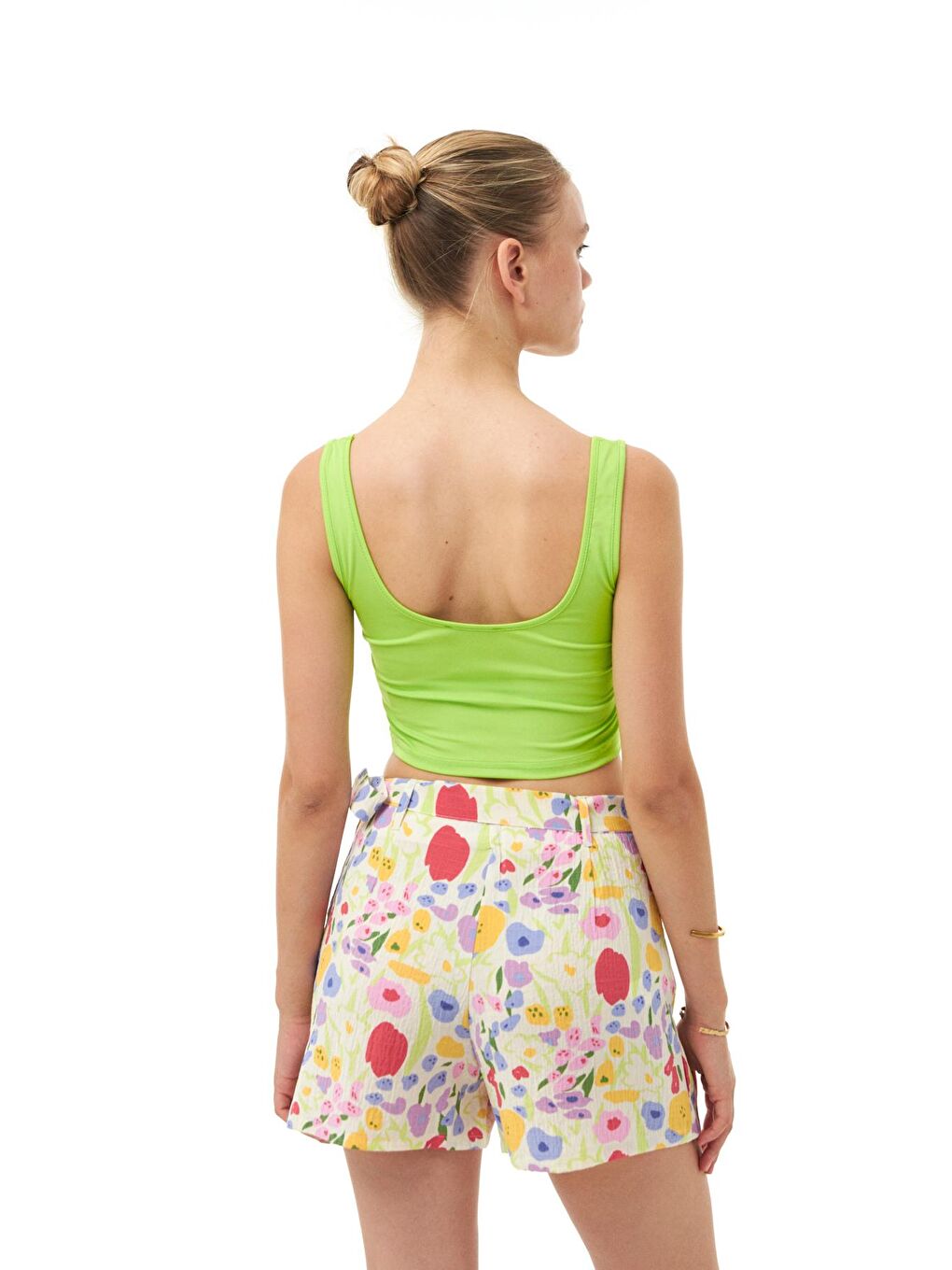 Kalın Askılı Crop Atlet Neon Yeşil-4