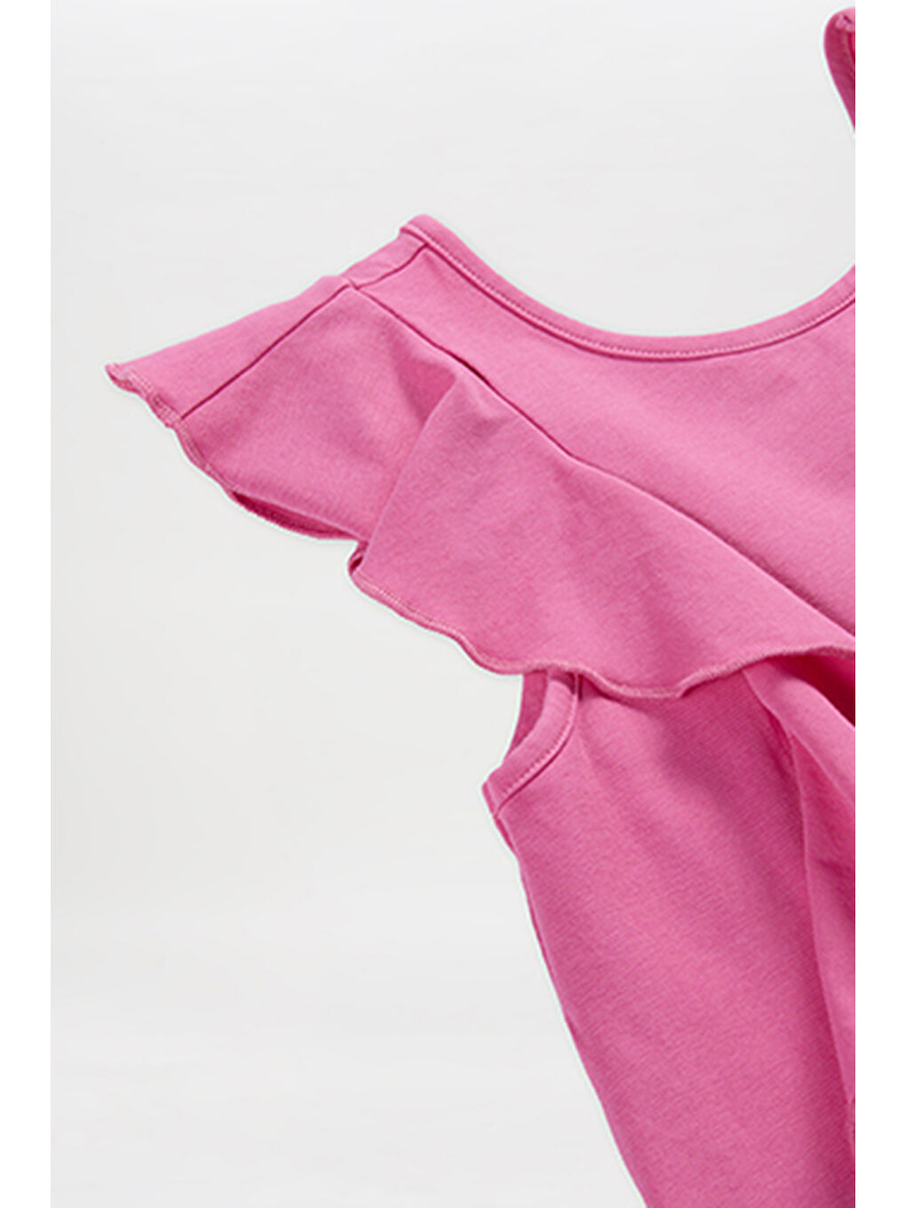 Kız Çocuk Fırfırlı Detaylı Fuşya Elbise-4