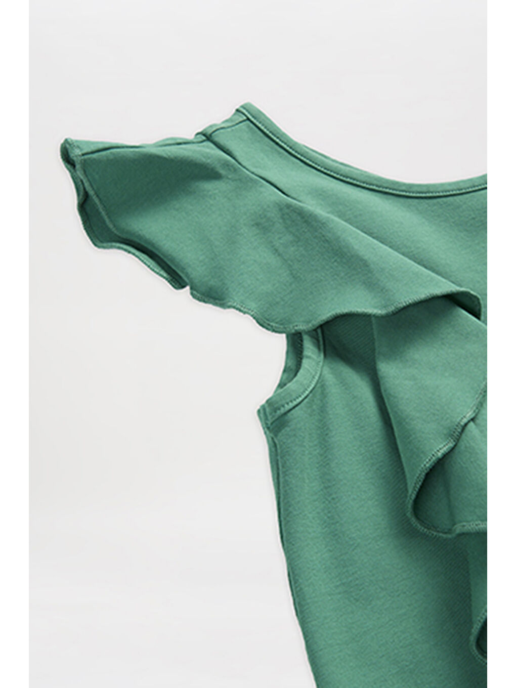 Kız Çocuk Fırfırlı Detaylı Yeşil Elbise-5