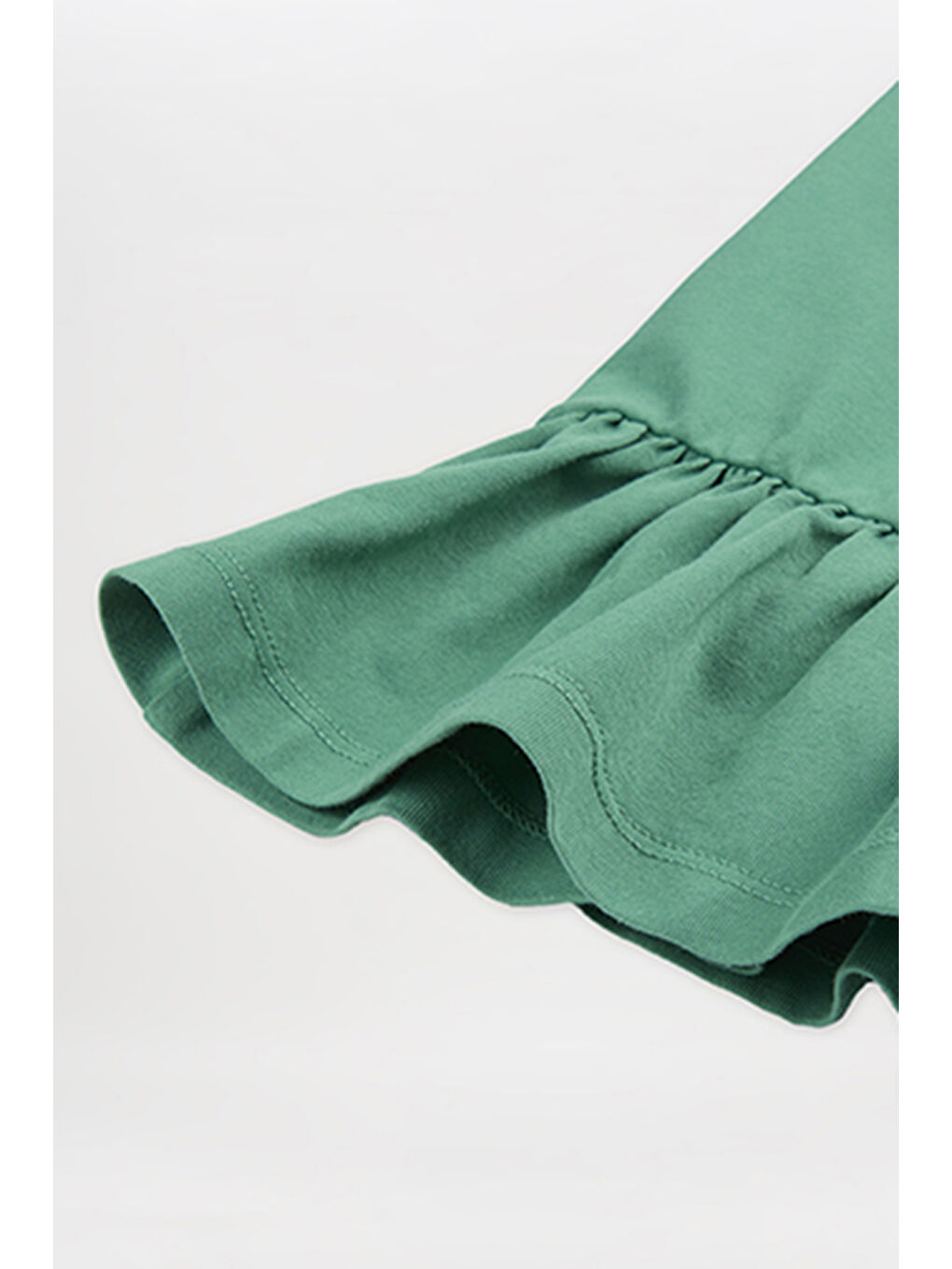 Kız Çocuk Fırfırlı Detaylı Yeşil Elbise-6