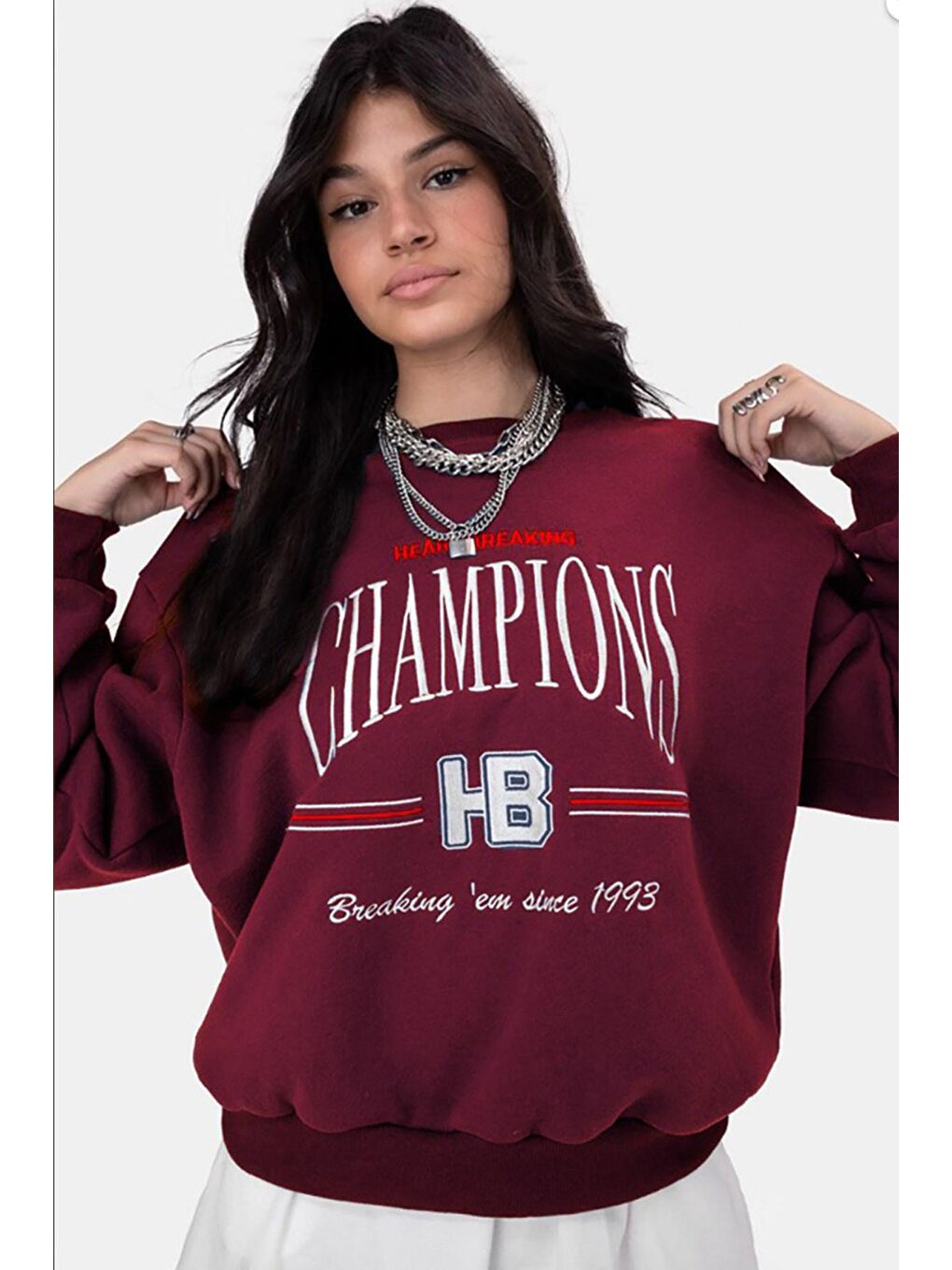 Bordo Kadın Sweatshirt MG930