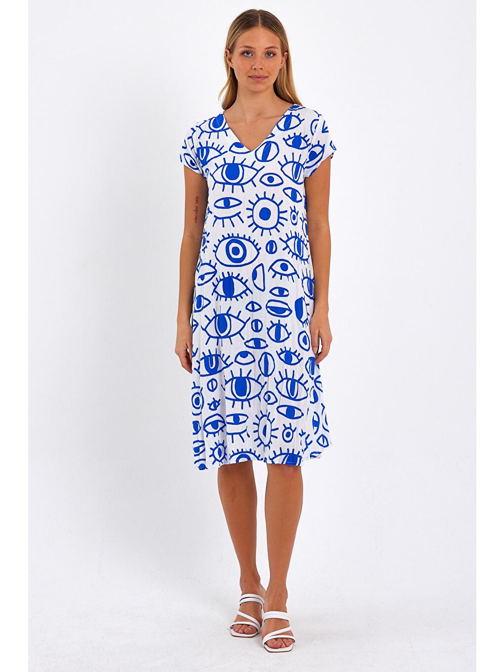 Gri Kadın Desenli Elbise