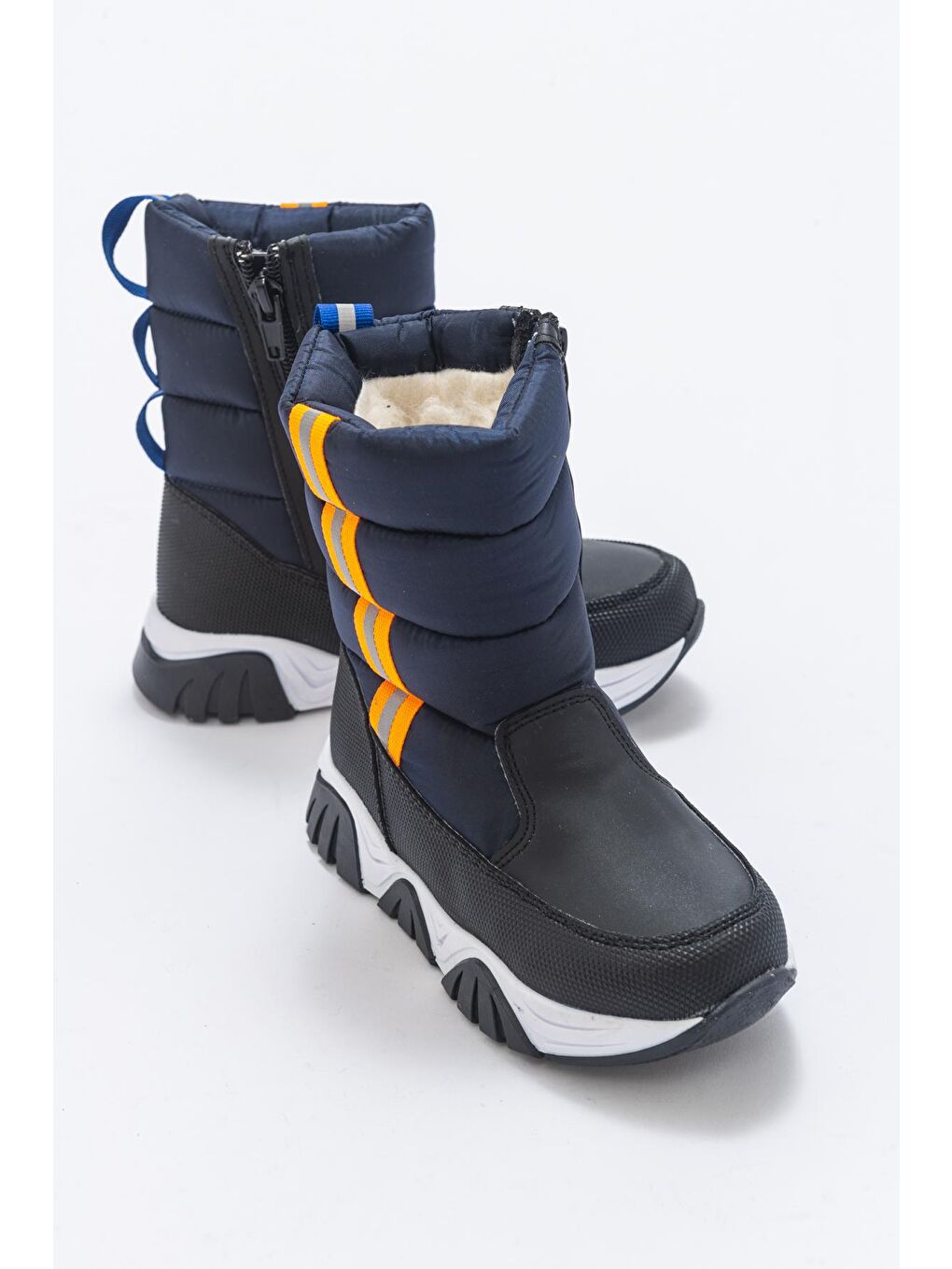 Erkek Çocuk Lacivert Deri Kürklü Anatomik Kar Botu