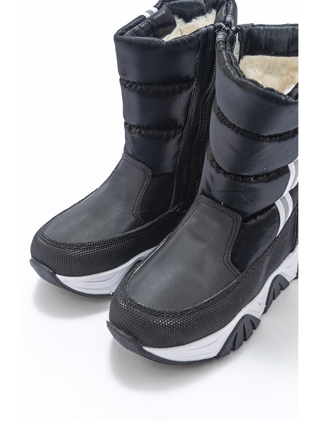 Erkek Çocuk Siyah Deri Kürklü Anatomik Kar Botu-1
