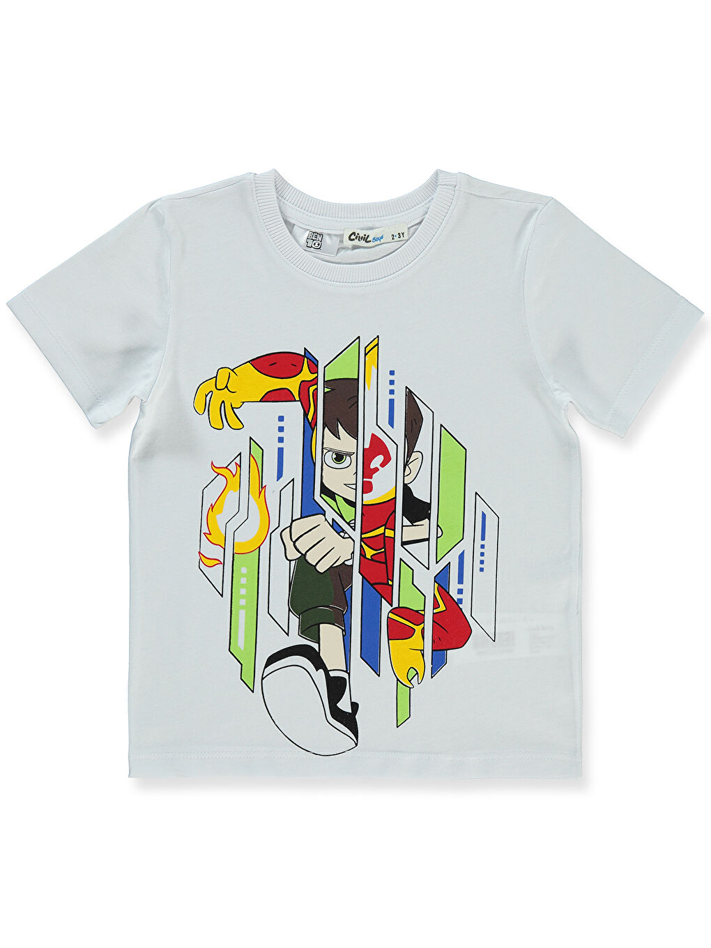 Ben 10 Erkek Çocuk Tişört 2-5 Yaş Beyaz
