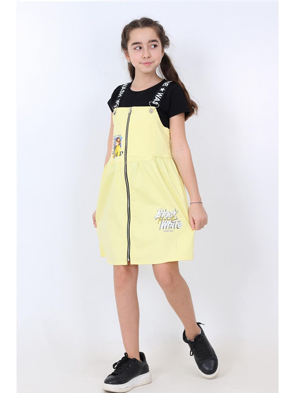 Sarı Kız Çocuk Önü Fermuarlı Tulum 8-14 Yaş 13933
