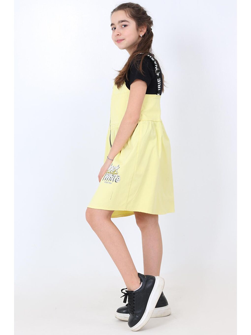 Sarı Kız Çocuk Önü Fermuarlı Tulum 8-14 Yaş 13933-2