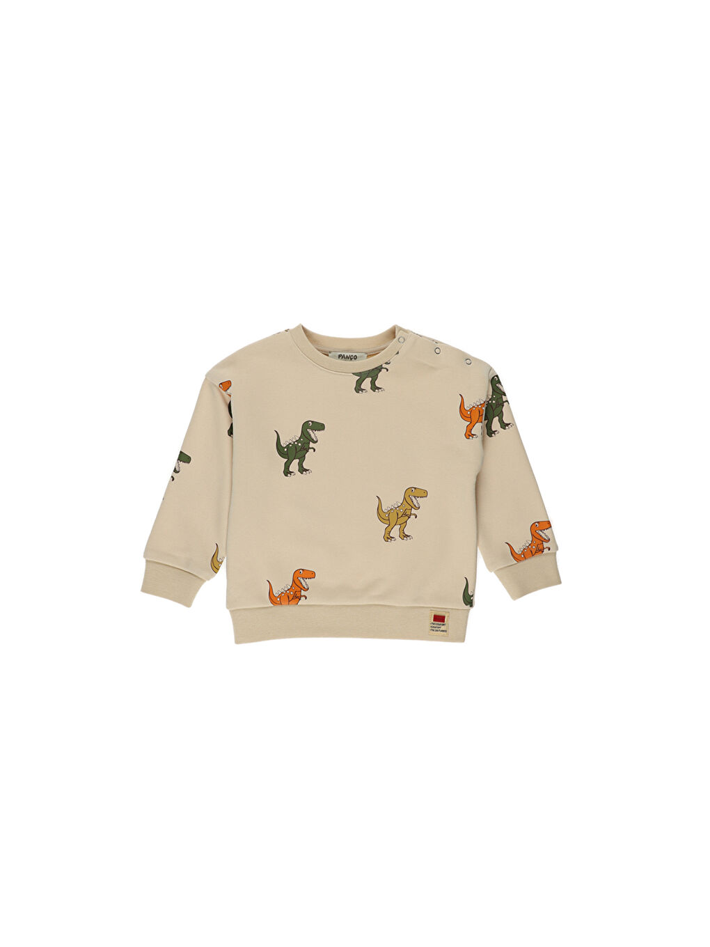 Panço Bej Erkek Çocuk  Dinozor Baskılı Sweatshirt - 3